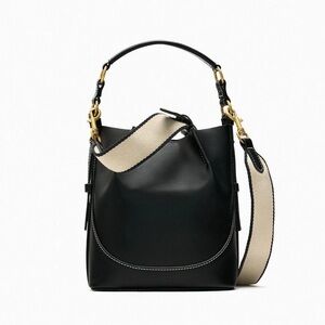 Zara Topstitched Bucket Bag with removable customized strap